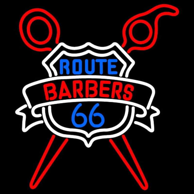 Custom Route Barbers 66 Logo Neonreclame