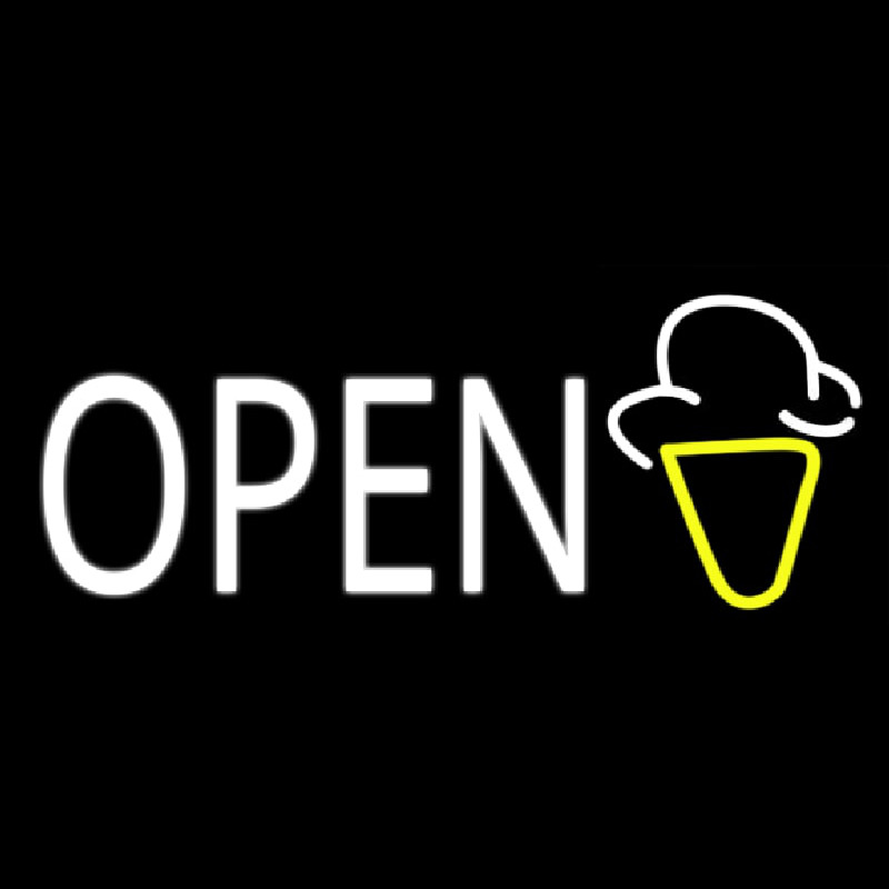 Custom White Open Ice Cream Cone 1 Neonreclame