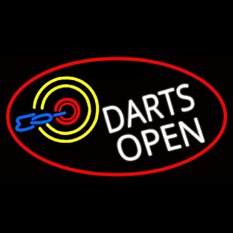 Dart Board Open Oval With Red Border Neonreclame