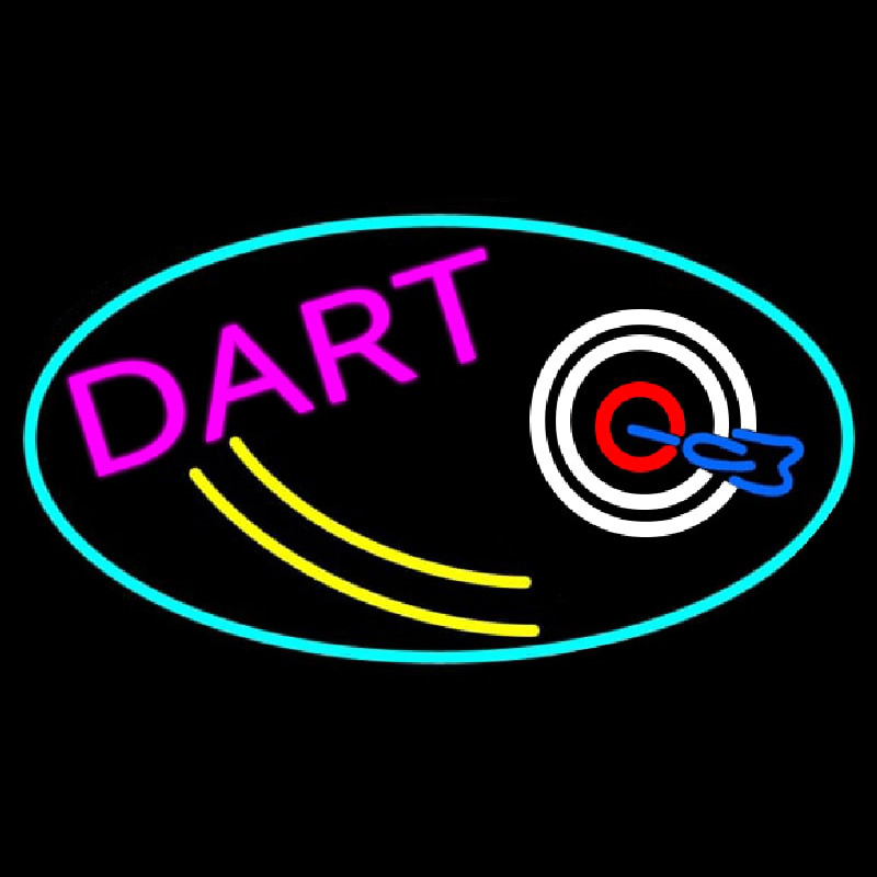 Dart Board Oval With Turquoise Border Neonreclame