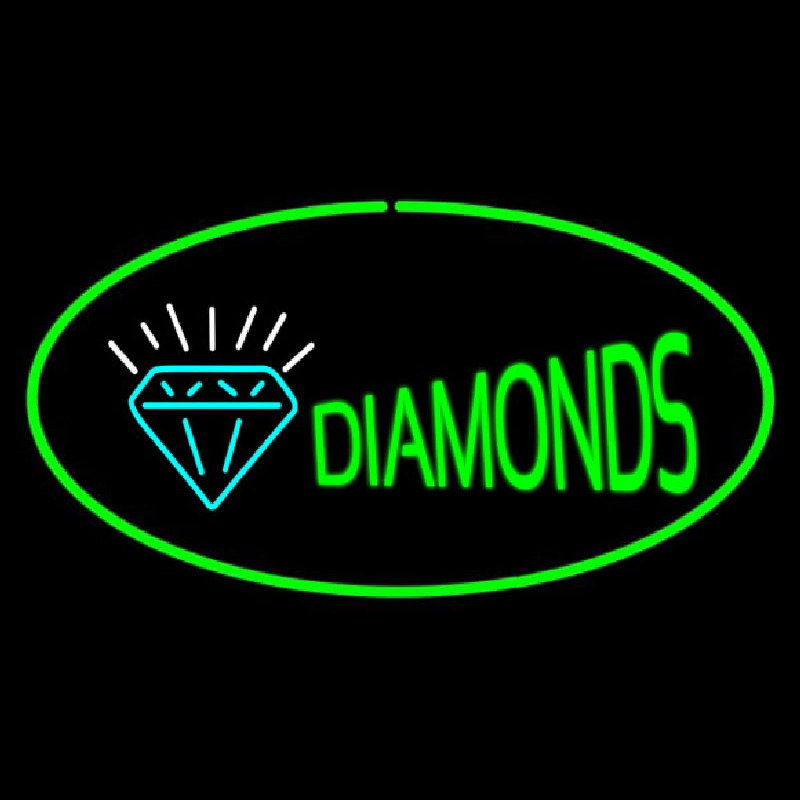 Diamonds Logo Green Oval Neonreclame