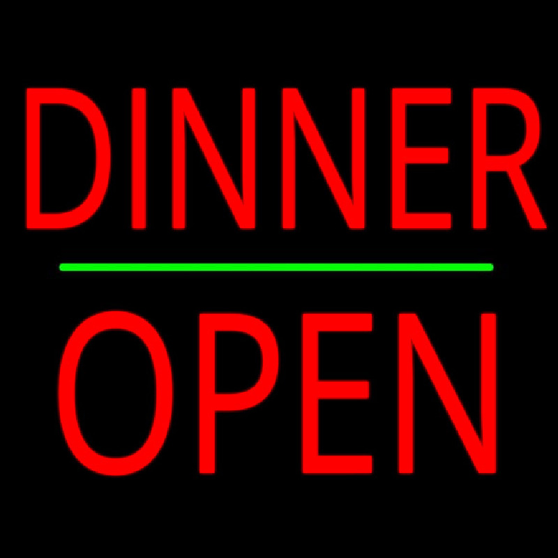 Dinner Block Open Green Line Neonreclame