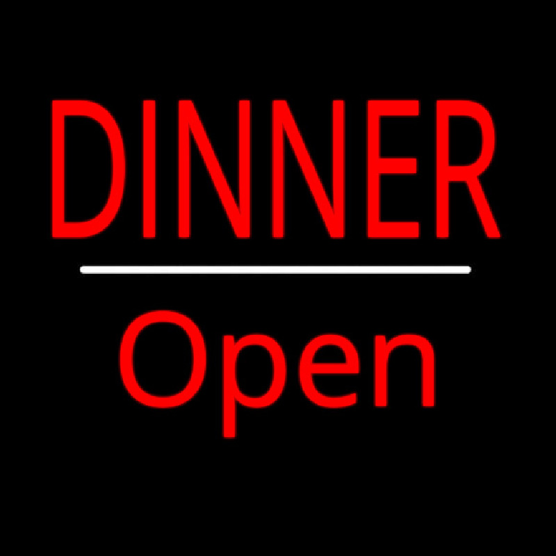 Dinner Open White Line Neonreclame