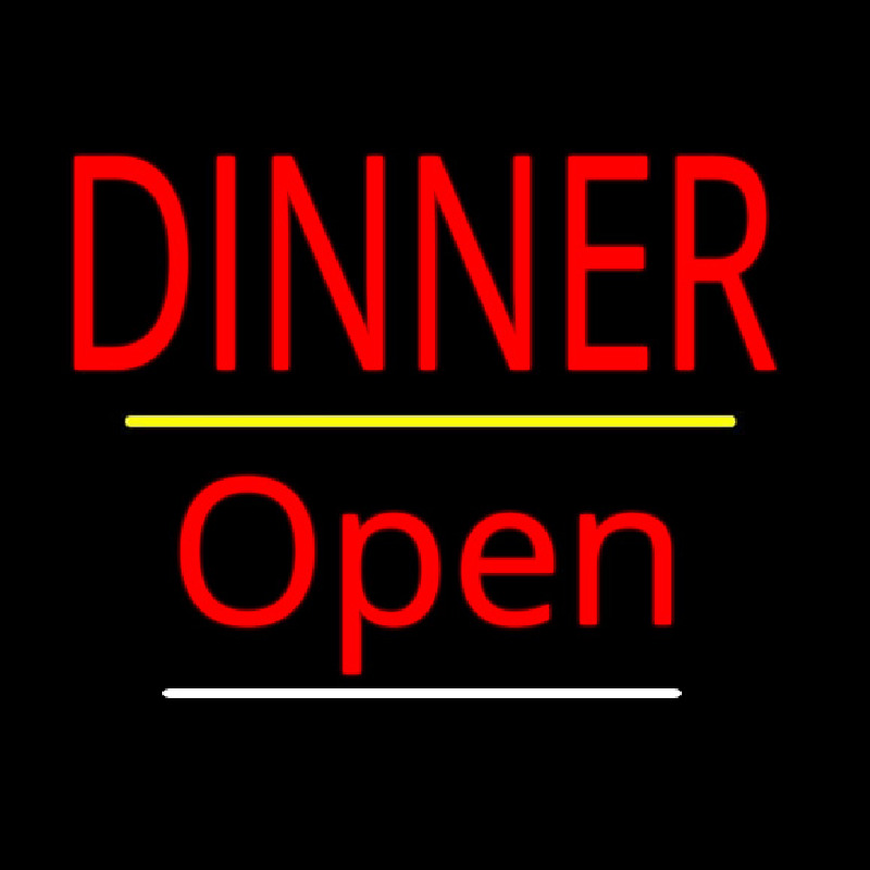 Dinner Open Yellow Line Neonreclame