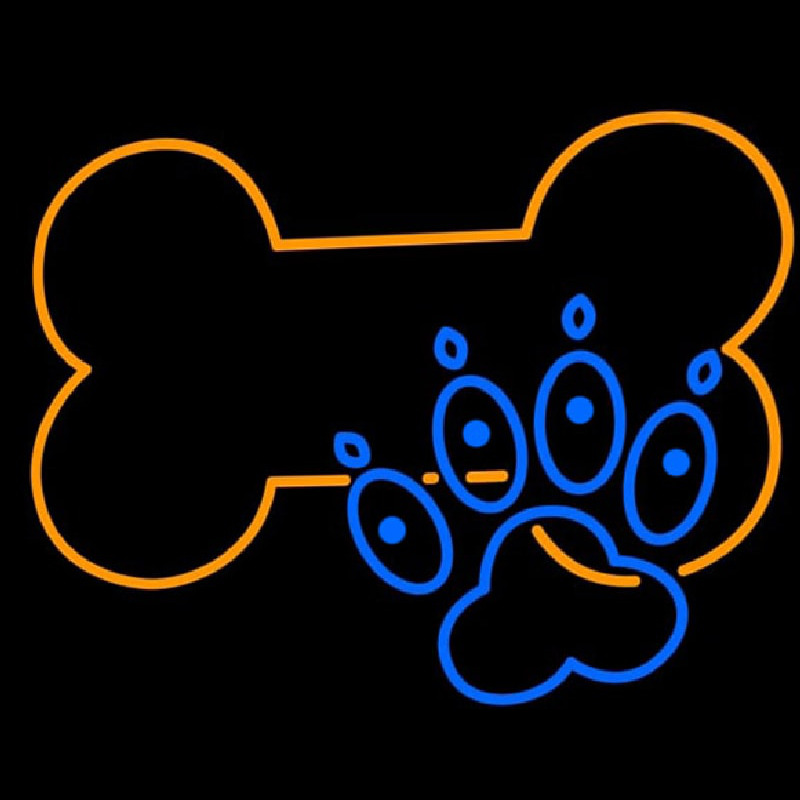 Dog Bone Blue Dog Paw Neonreclame