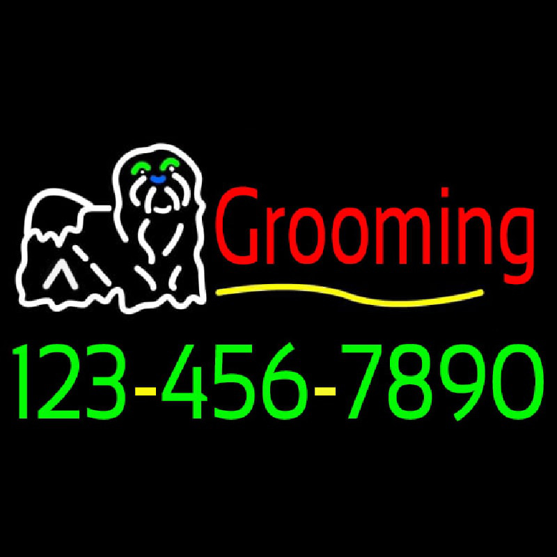 Dog Logo Grooming Phone Number Neonreclame
