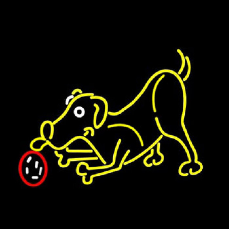 Dog Play With Ball Neonreclame