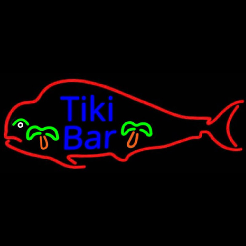 Dolphin Tiki Bar Real Neon Glass Tube Neonreclame