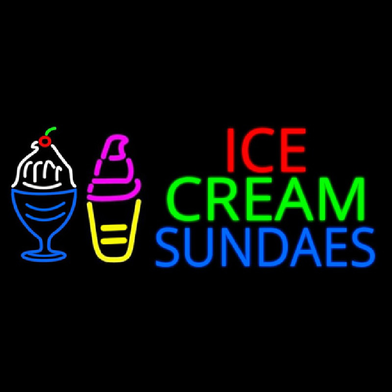 Double Stroke Ice Cream Sundaes Neonreclame