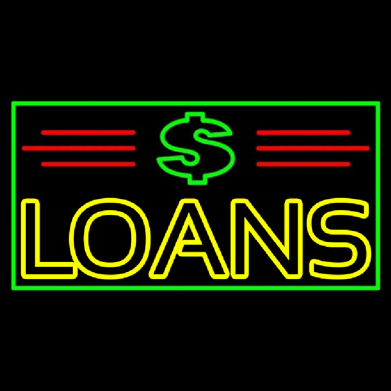Double Stroke Loans With Dollar Logo And Border And Lines Neonreclame
