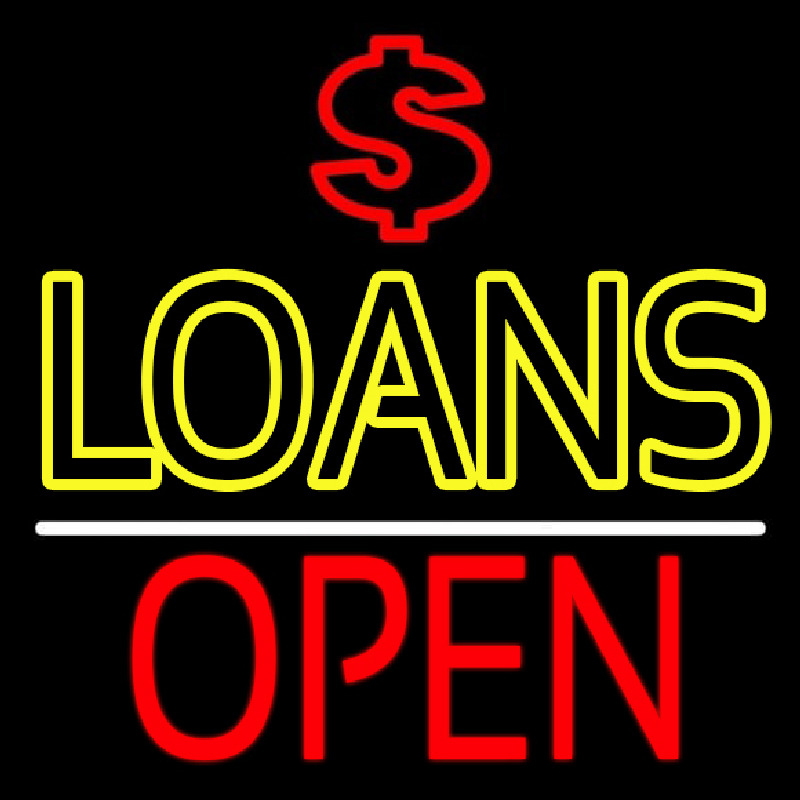 Double Stroke Loans With Dollar Logo Open Neonreclame
