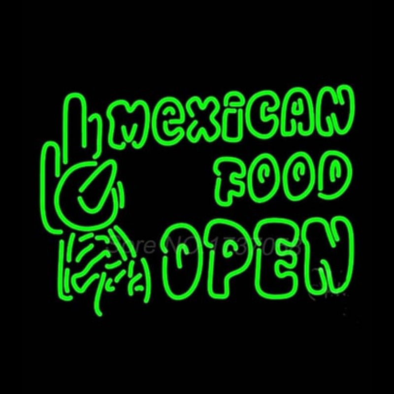 Double Stroke Mexican Food Open Neonreclame