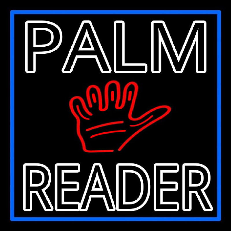 Double Stroke Palm Reader With Blue Border Neonreclame