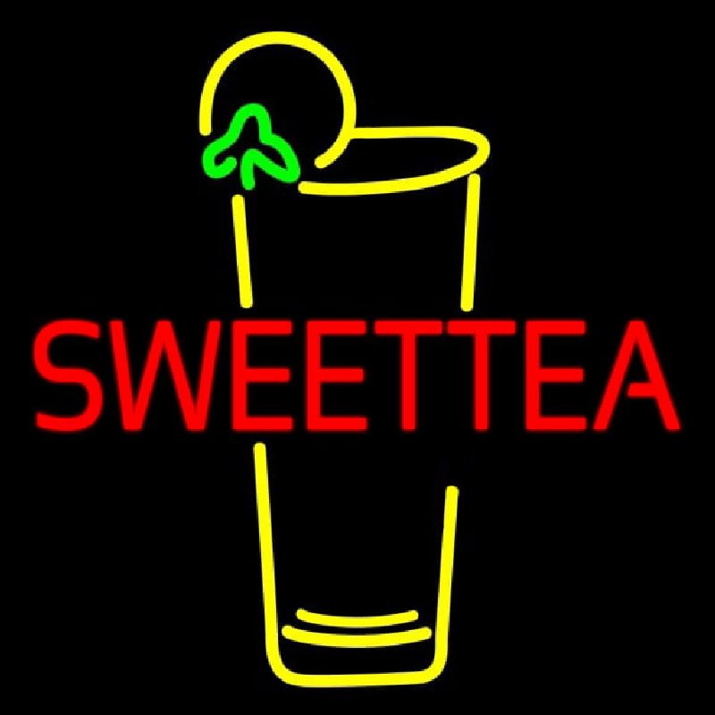 Double Stroke Sweet Tea With Glass Neonreclame