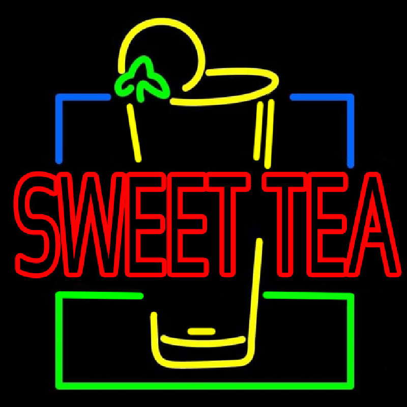 Double Stroke Sweet Tea With Glass Neonreclame