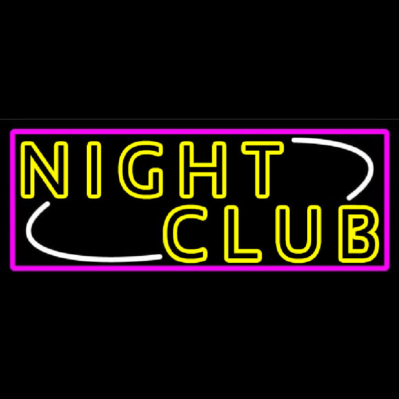 Double Stroke Yellow Night Club Pink Border Neonreclame