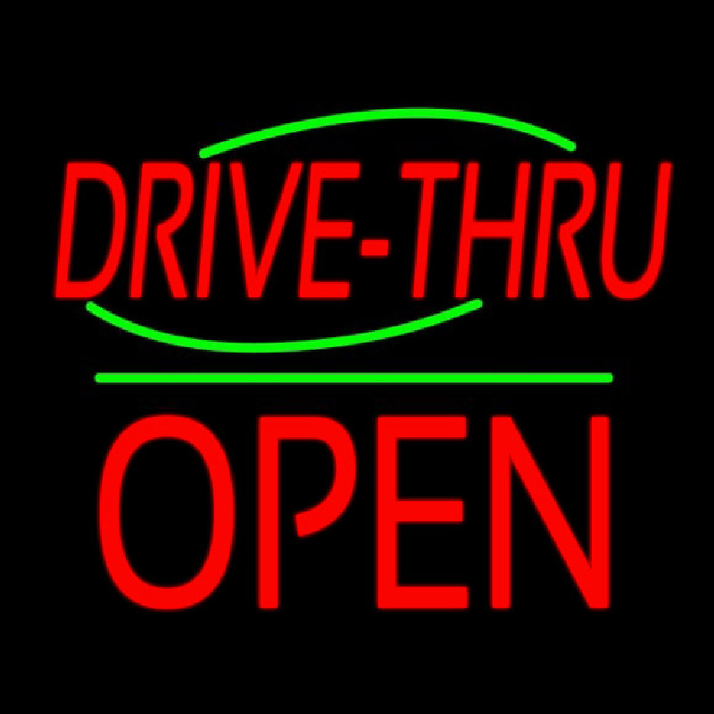 Drive Thru Block Open Green Line Neonreclame