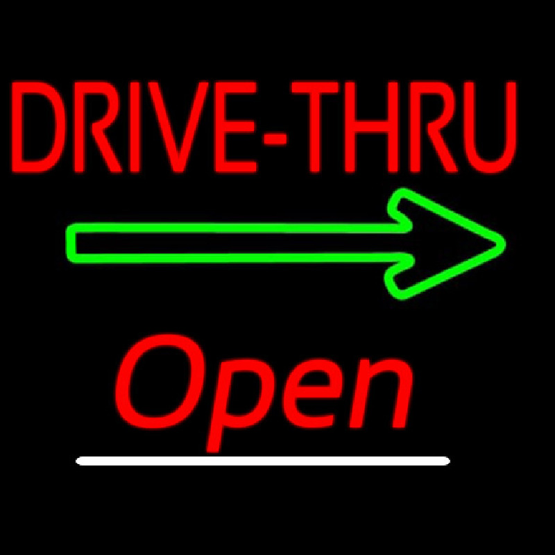 Drive Thru Open White Line Neonreclame