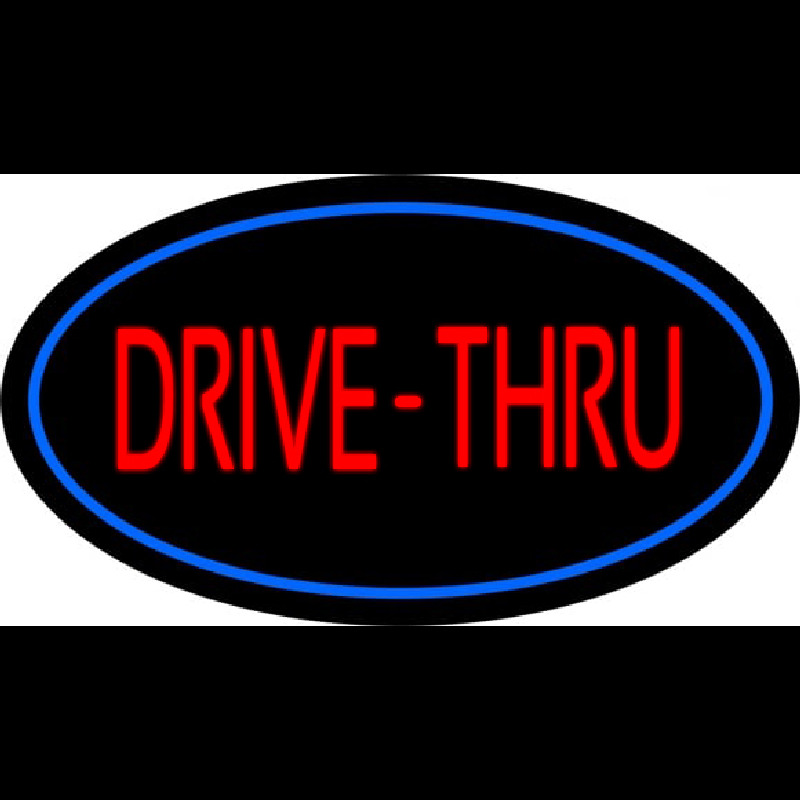 Drive Thru Oval Blue Neonreclame