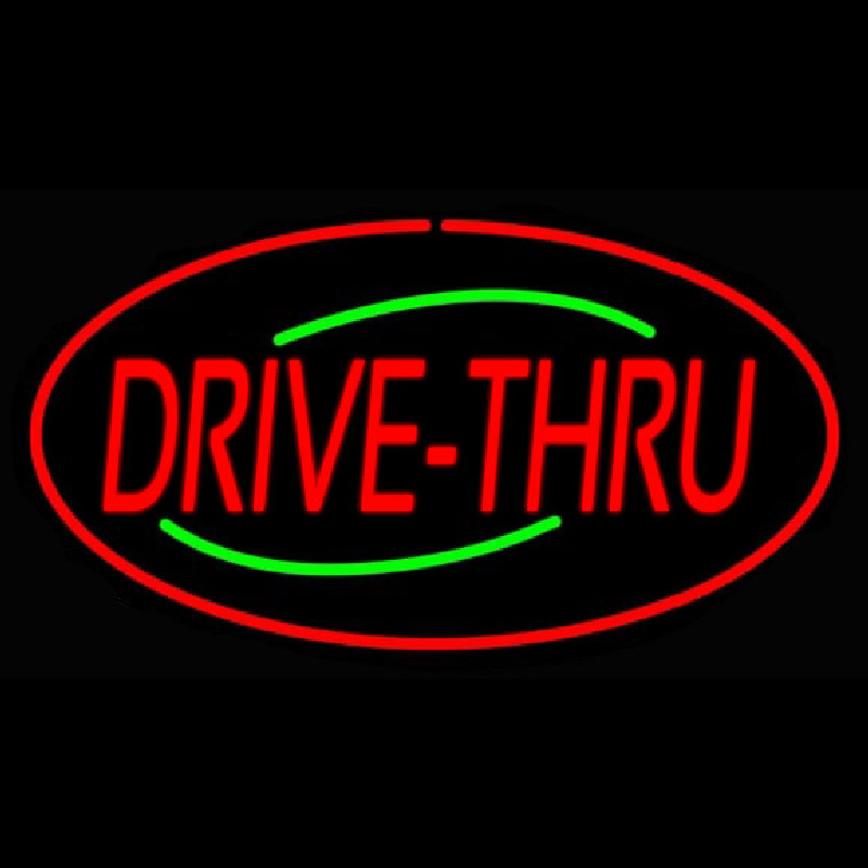 Drive Thru Oval Red Neonreclame