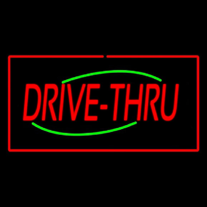 Drive Thru Rectangle Red Neonreclame