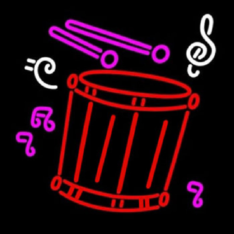 Drum With Musical Neonreclame