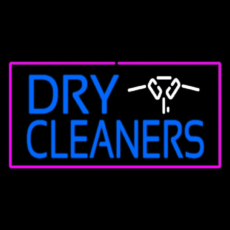 Dry Cleaners Logo Rectangle Pink Neonreclame