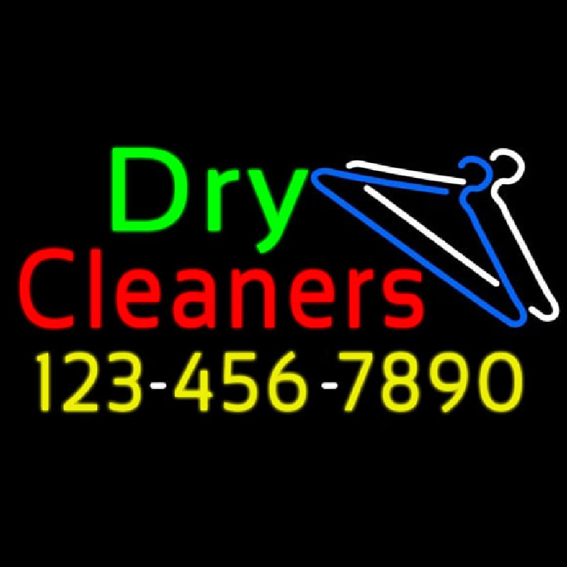 Dry Cleaners With Phone Number Logo Neonreclame