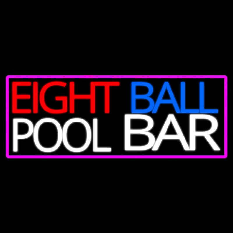 Eight Ball Pool Bar With Pink Border Neonreclame