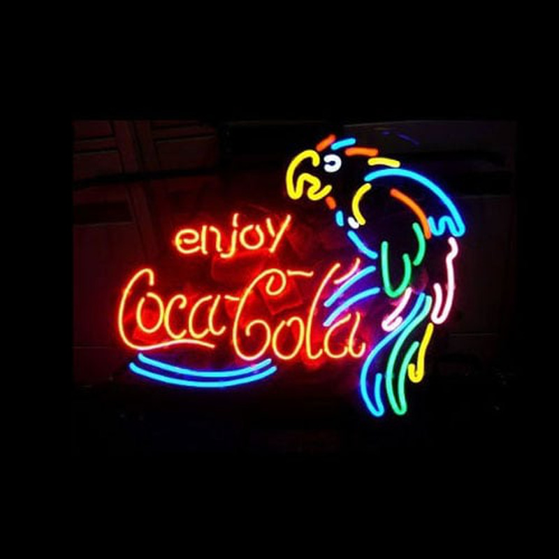 Enjoy Coca Cola Parrot Bier Bar Open Neonreclame