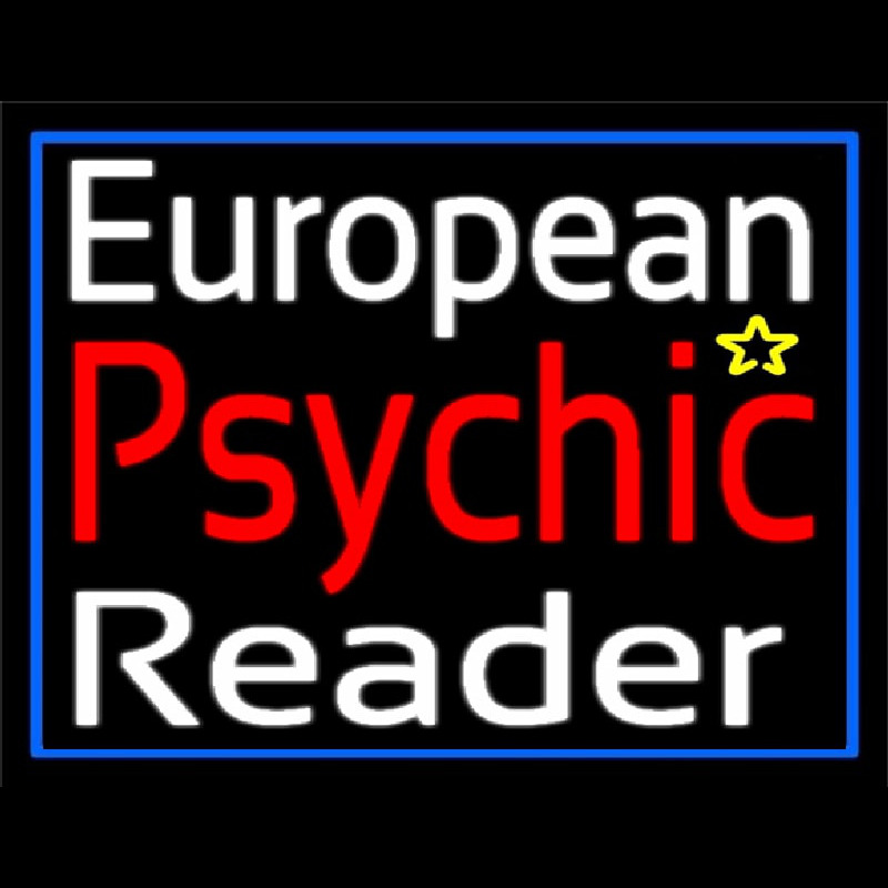 European Psychic Reader With Blue Border Neonreclame