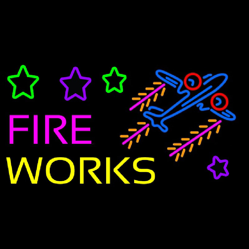 Fire Work Cartoon Logo 2 Neonreclame