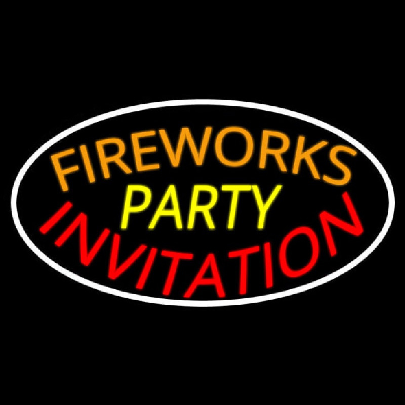 Fireworks Party Invitation In A Neonreclame