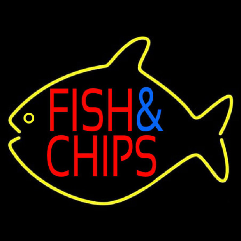 Fish And Chips Inside Fish Neonreclame