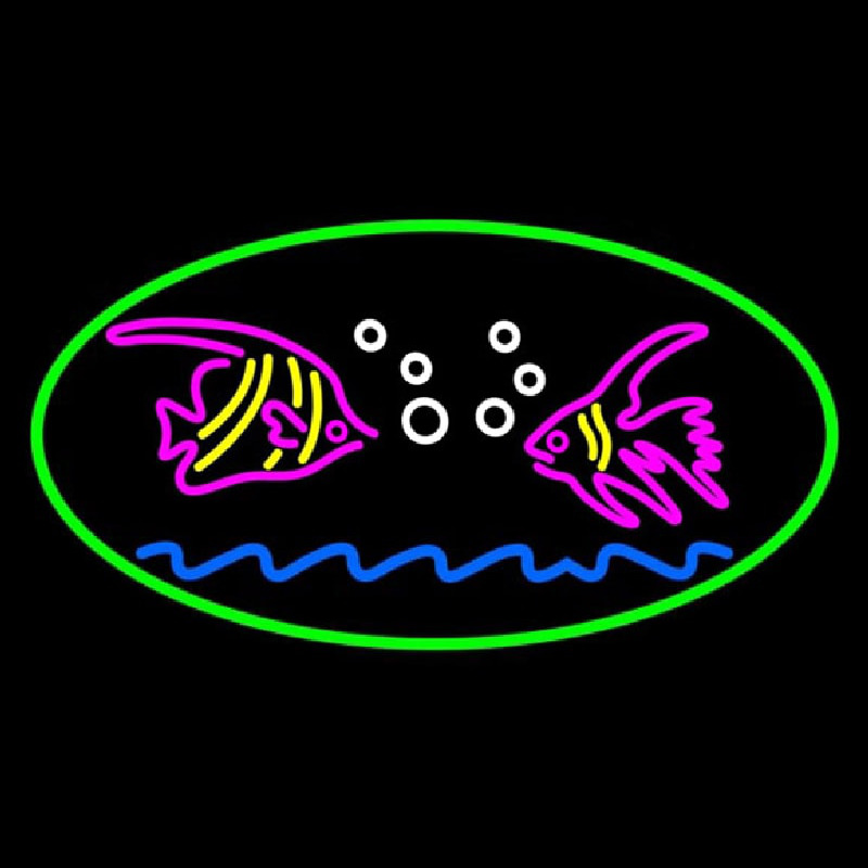Fish Logo Green Oval Neonreclame
