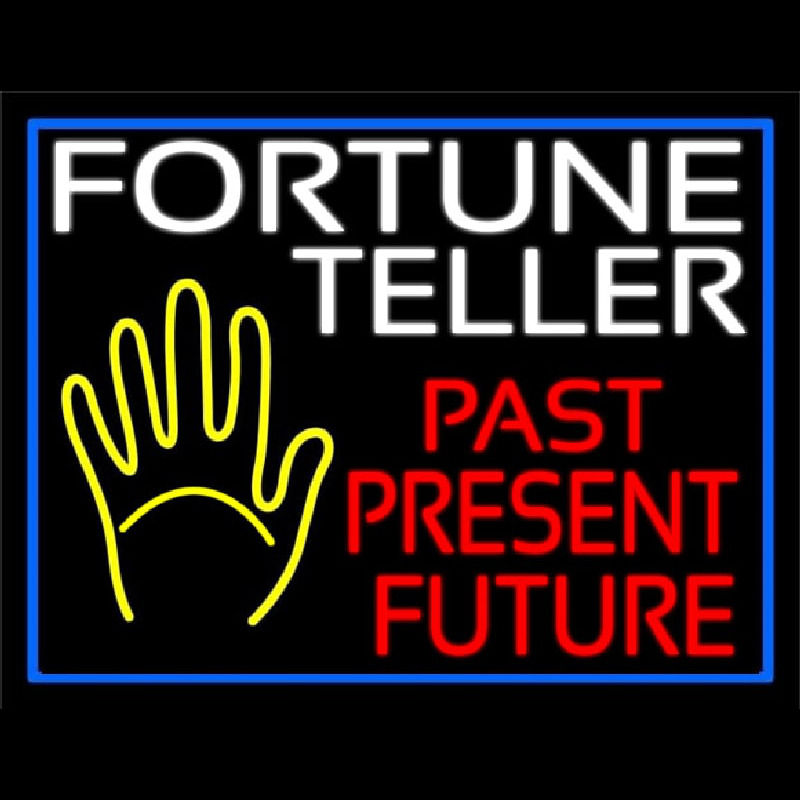 Fortune Teller Past Present Future Blue Border Neonreclame