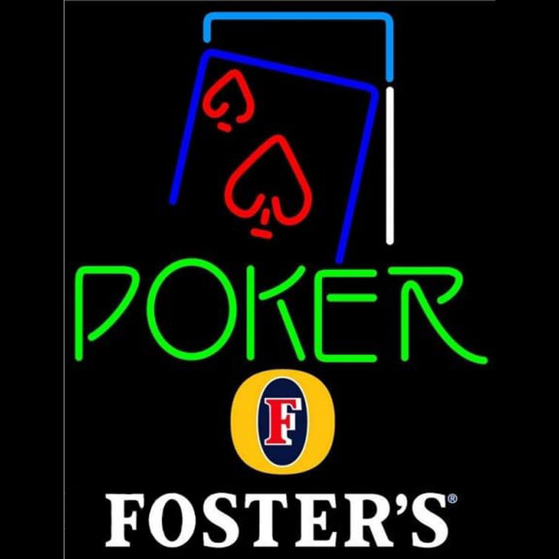 Fosters Green Poker Red Heart Beer Sign Neonreclame