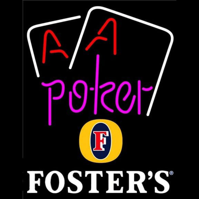 Fosters Purple Lettering Red Aces White Cards Beer Sign Neonreclame