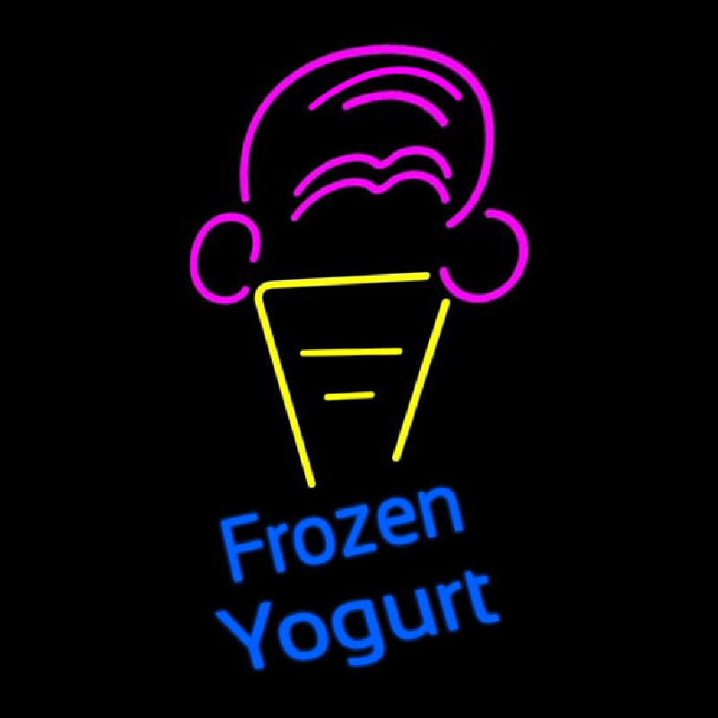 Frozen Yogurt Blue Ltrs With Cone Logo Neonreclame