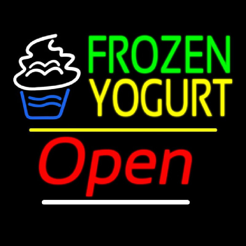 Frozen Yogurt Open Yellow Line Neonreclame