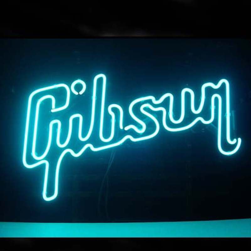Gibson Guitar Music Bier Bar Open Neonreclame