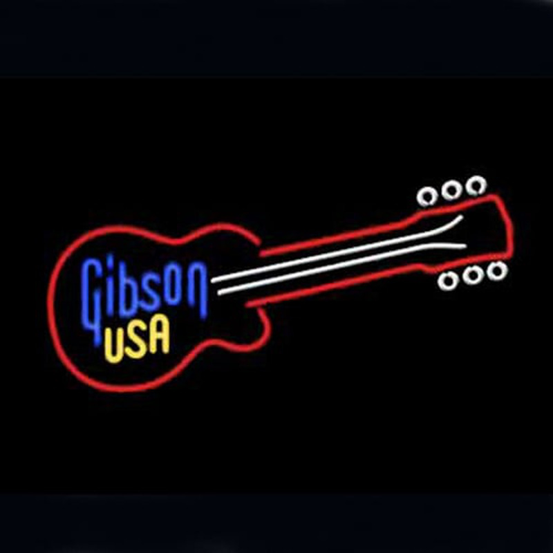 Gibson Usa Guitar Bier Bar Open Neonreclame