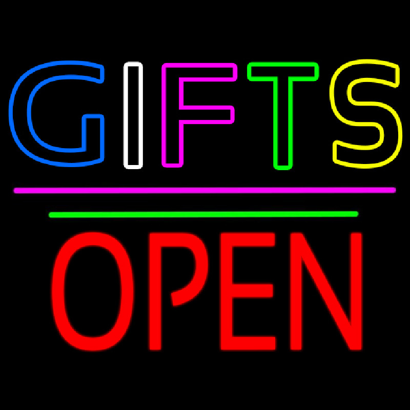 Gifts Block Open Pink Line Neonreclame