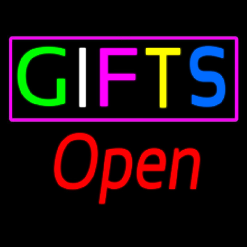 Gifts Block Open Red Neonreclame