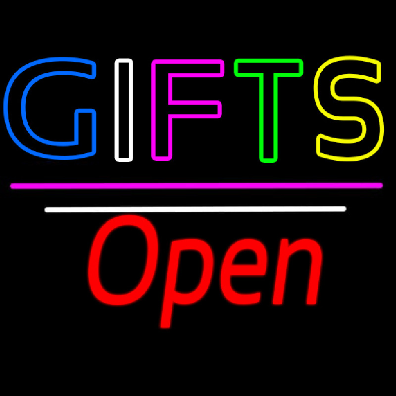 Gifts Block Open White Line Neonreclame