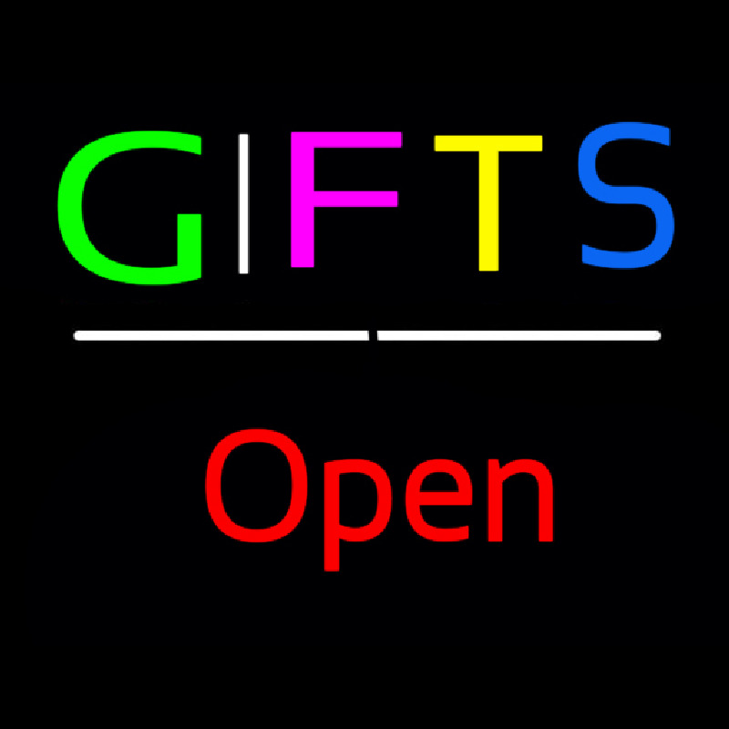 Gifts Open White Line Neonreclame