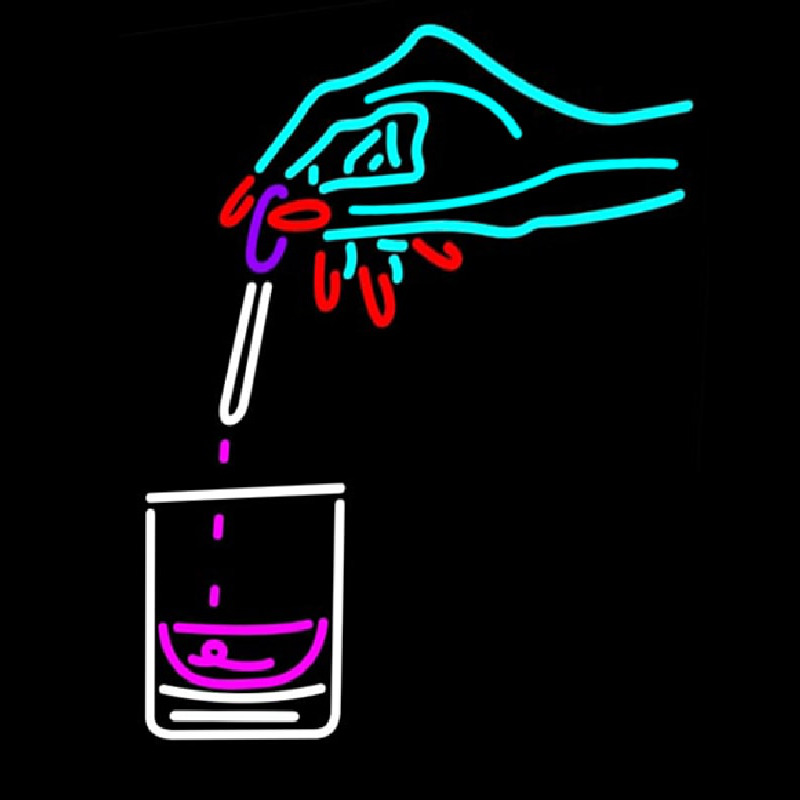 Glass With Hand Logo Neonreclame