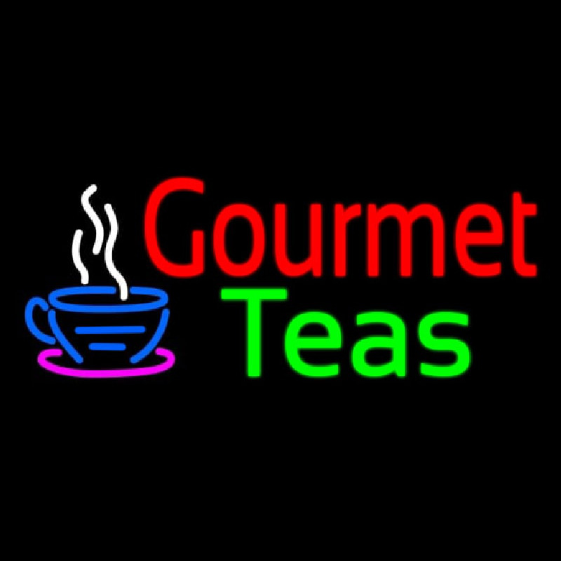 Gourmet Teas With Cup Logo Neonreclame