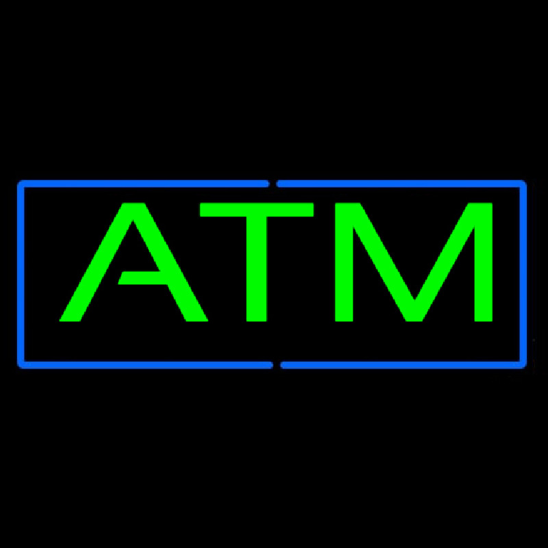 Green Atm Blue Border Neonreclame