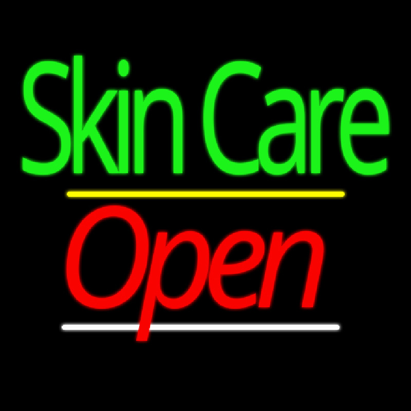 Green Block Skin Care Yellow Line Open Neonreclame